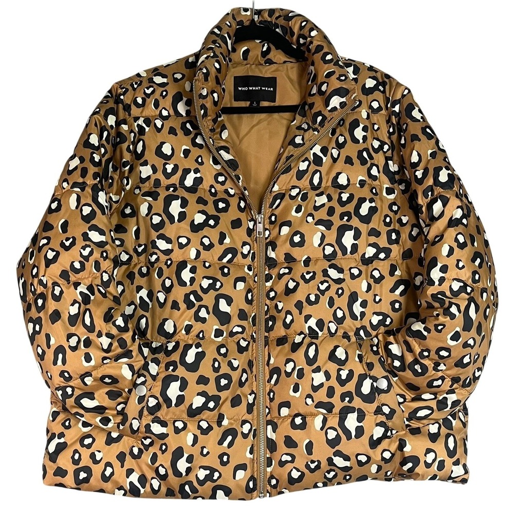 Who What Wear Leopard Animal Print Puffer Womens Large